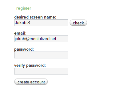 At first glance the register screen is simple and straightforward