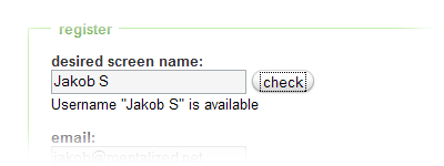 A click assures me that "Username "Jakob S" is available"